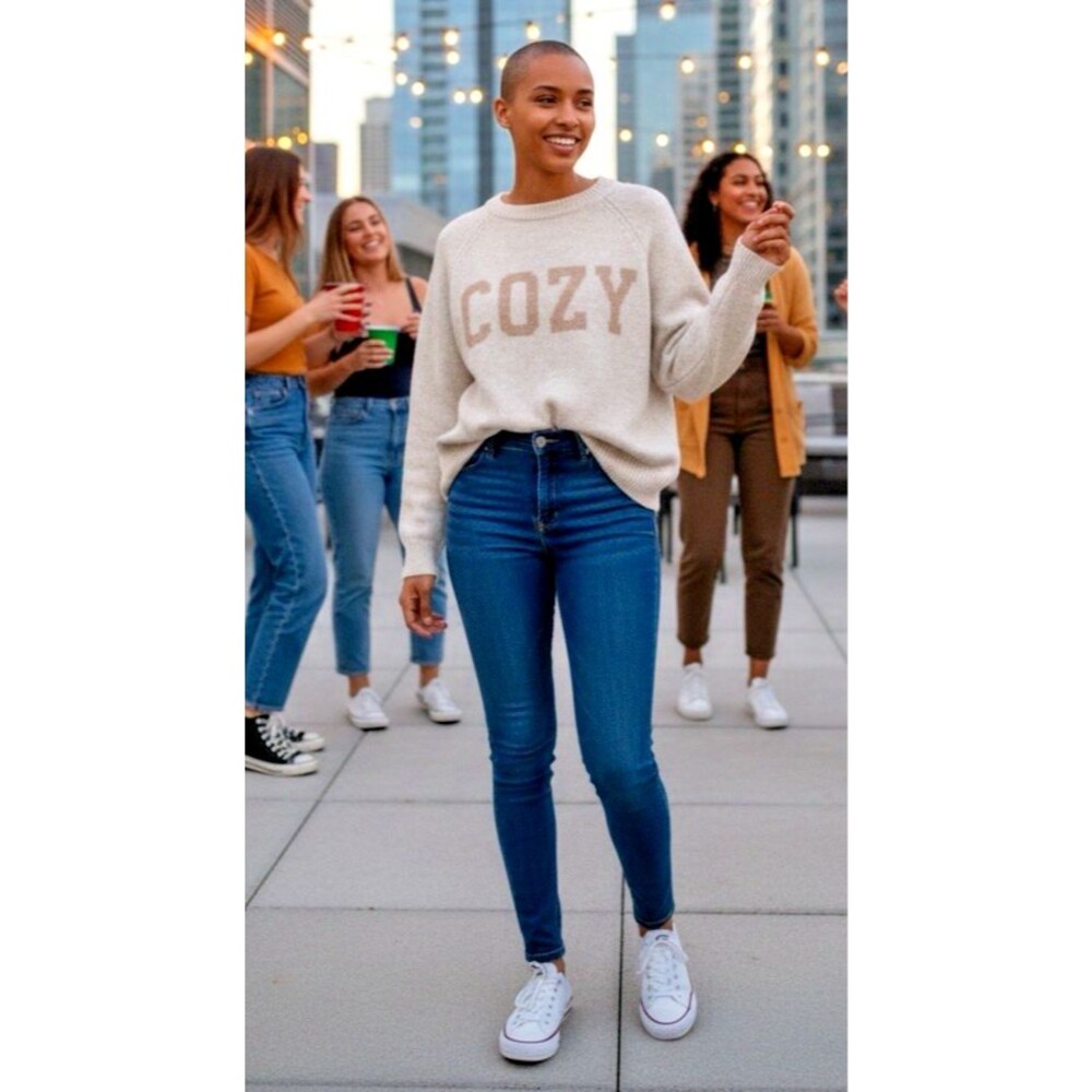 Z Supply NEW! womens "COZY" long sleeve crew neck sweater Small collegiate party